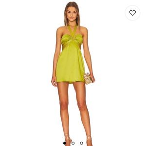 Revolve Kristen Halter Mini Dress in Chartreuse